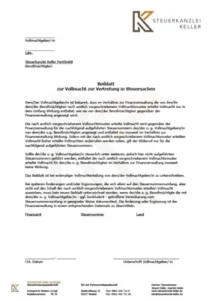 Link zum Beiblatt PDF Vertretung in Steuersachen